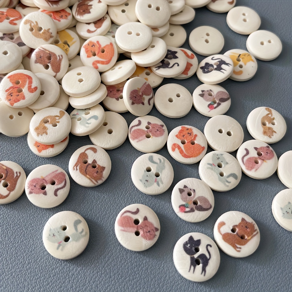 Botones decorativos de madera Retro Para ropa de niños, botones de costura  hechos a mano DIY, 2 agujeros aleatorios, 100 unids/lote - AliExpress