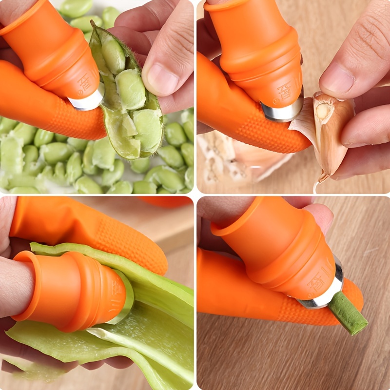 Finger Protector Silicone Thumb Knife Protector Gears Cutting Vegetable  Harvesting Knife Pinching Plant Blade Scissors Gloves