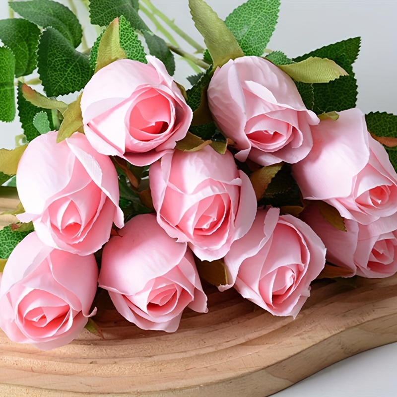  4 ramos de flores artificiales – Ramos de rosas artificiales –  No se decoloran flores artificiales con tallos – Ramo falso para arreglos  florales sintéticos, decoración de bodas, centros de mesa 