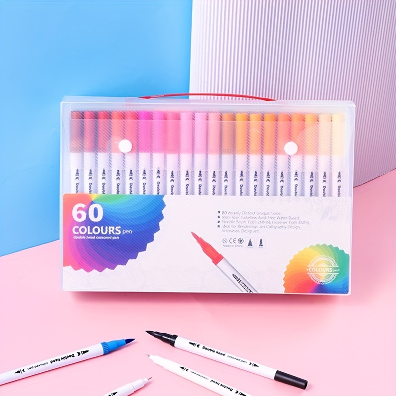 GCVOPTON 60 Colors Dual Brush Marker Pens, Markers Set for Kids Adults  Coloring, Markers Set for Artists Drawing markers, Painting Artist Craft  Card