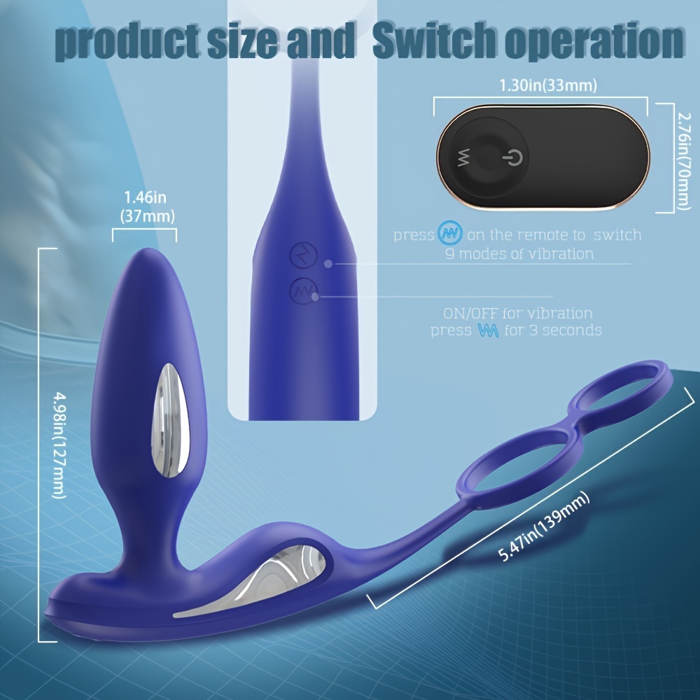 1pc Mens Adult Prostate Massager Stick Male Electric Shock Backyard Anal Plug G Spot Male Lightning Remote Control 9 Vibration Modes 5 Electric Shock Modes Male Adult Sex Toys - Health and Household