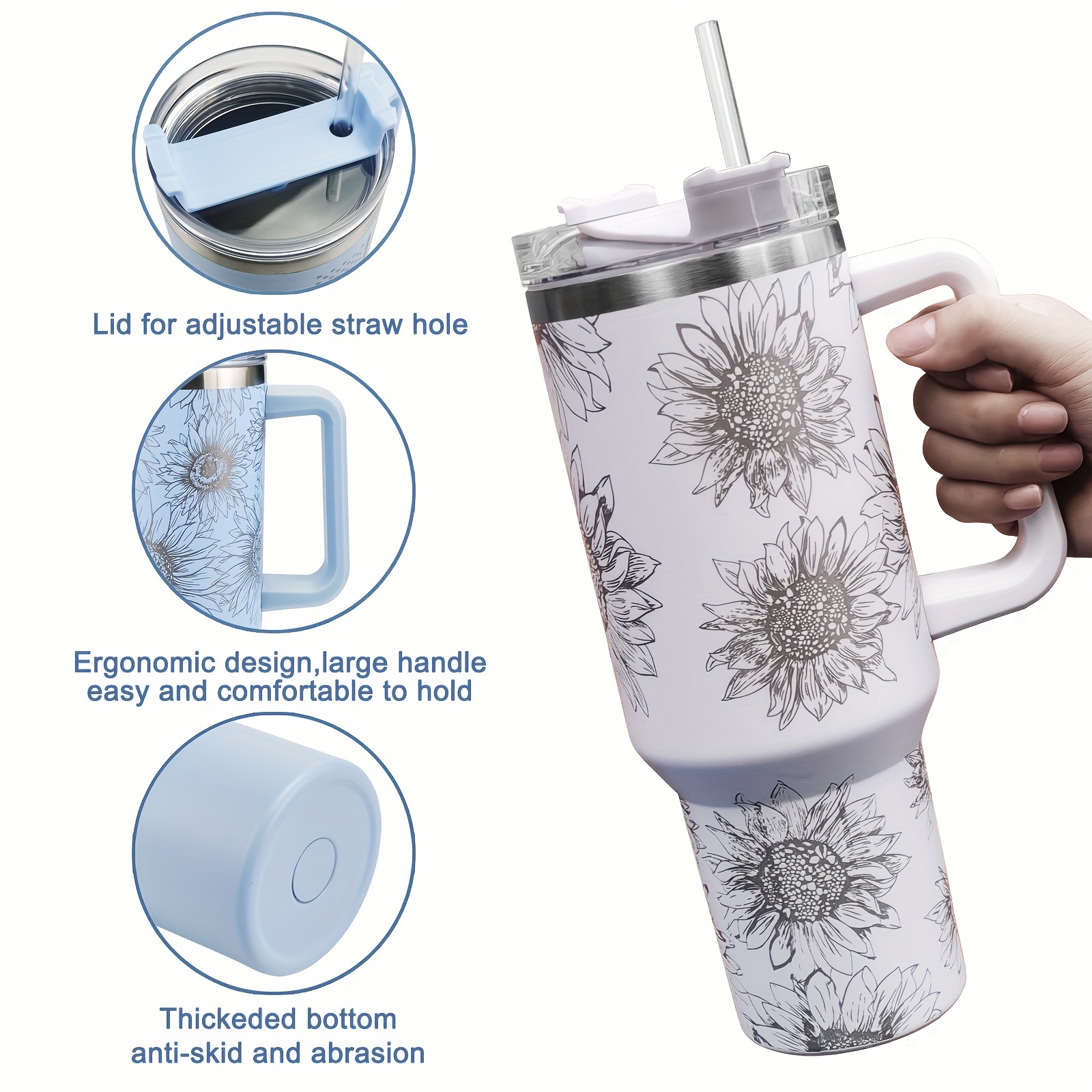 Christmas pattern 40 oz mug with handle lid straw drinkware