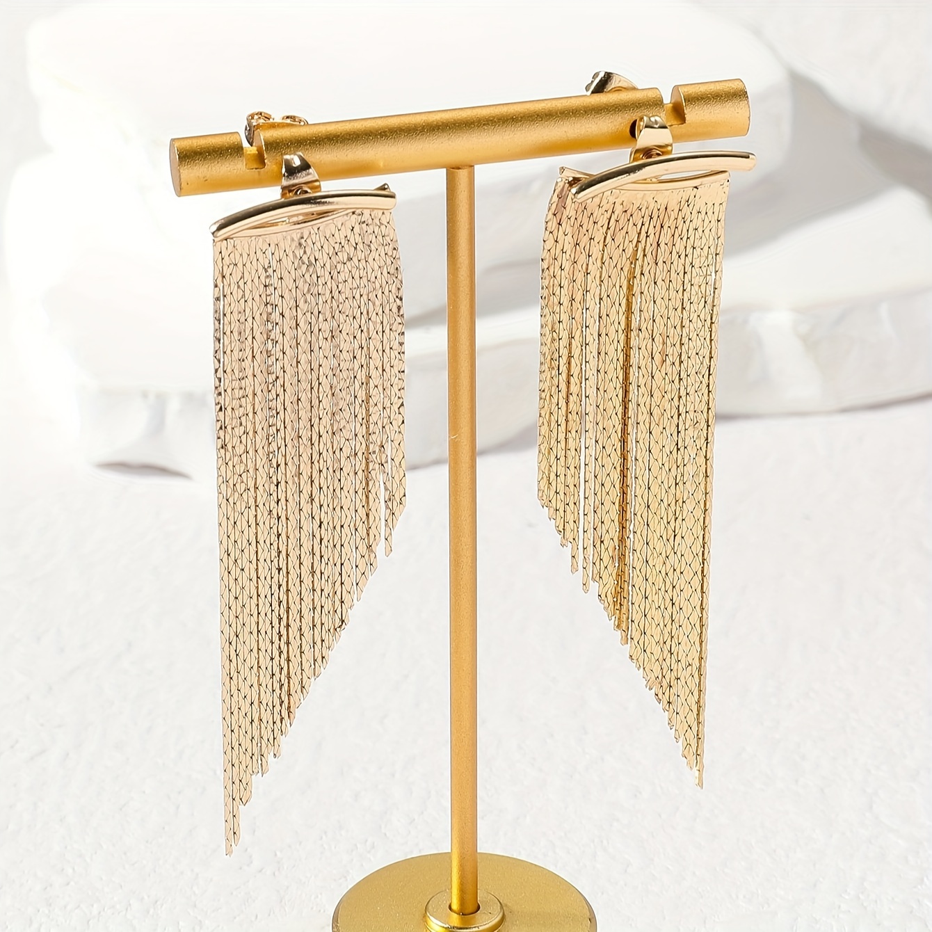 metal chain tassel dangle earrings elegant   copper 14k gold plated jewelry trendy female ear ornaments 2
