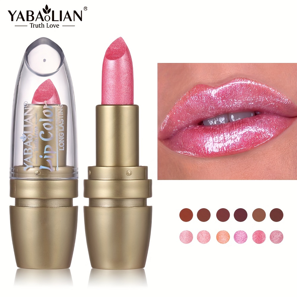 

Mermaid Shiny Lipsticks - 12 Colors, Metallic Pearly Temperature Color Changing Lipsticks With Long Lasting Shimmer And Matte Lip Gloss Lip Makeup Yabaolian Valentine's Day Gifts