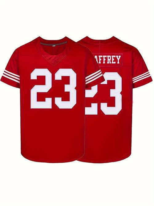 mens vintage 23 breathable rugby jersey active v neck short sleeve uniform american football shirt for training competition party