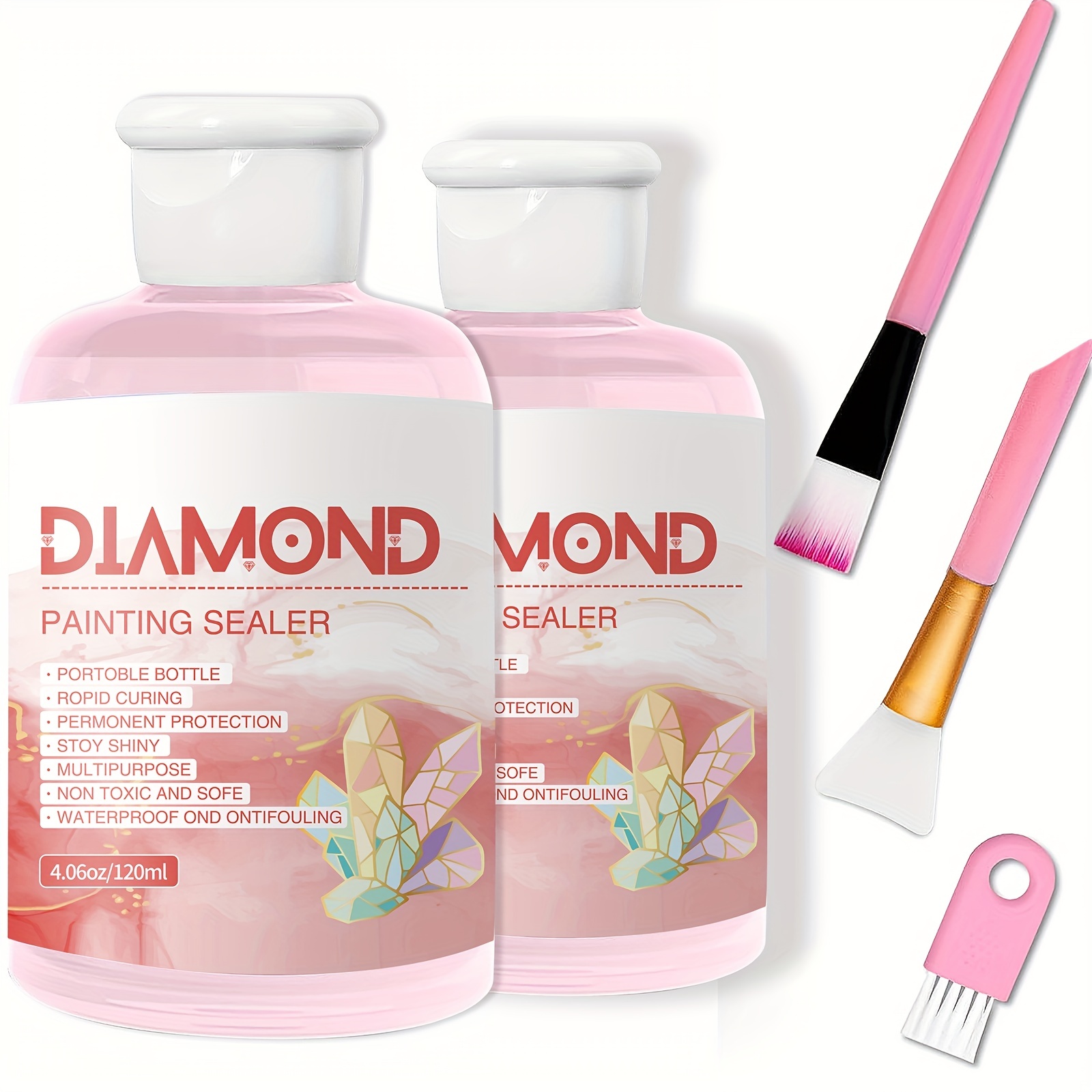 Diamond Painting Sealer Kits - High Gloss Sealer Glue for Diamond Art, with  Resin Pen Tools and Accessories, Permanent Sparkle & Shine Effect Sealer