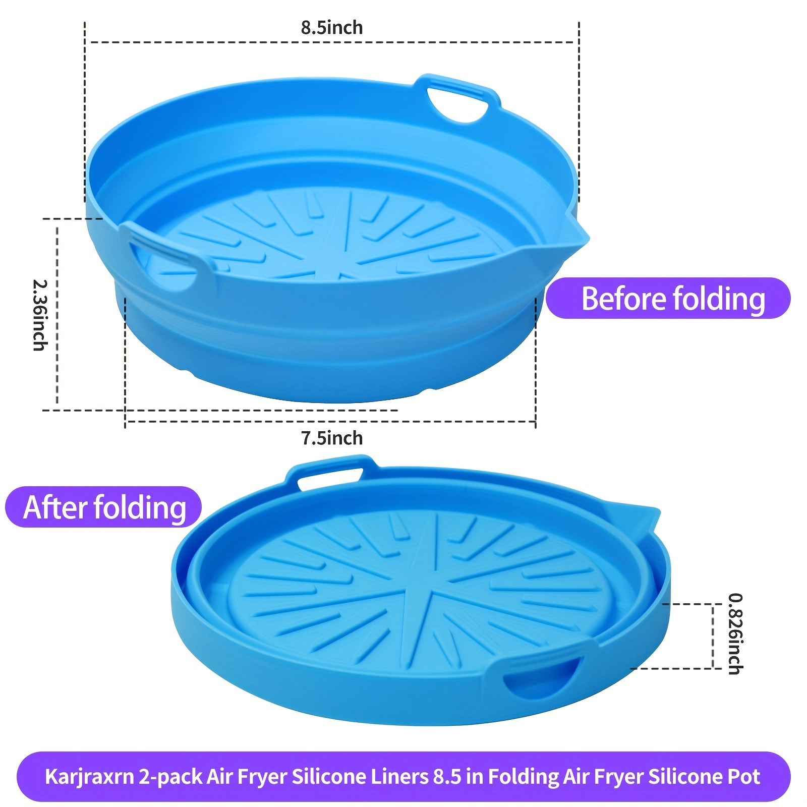 Foldable Air Fryer Pot, Silicone air fryer liners 8 inch for 4 to