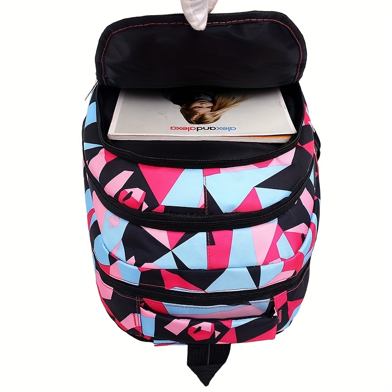 Geometric Pattern Preppy Backpack Large Capacity Back To School Daypack
