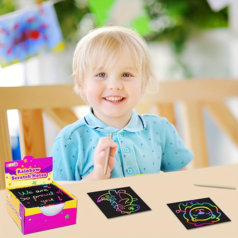 Kids Scratch Art - /mini Rainbow Scratch Paper Tape Stylus Magic