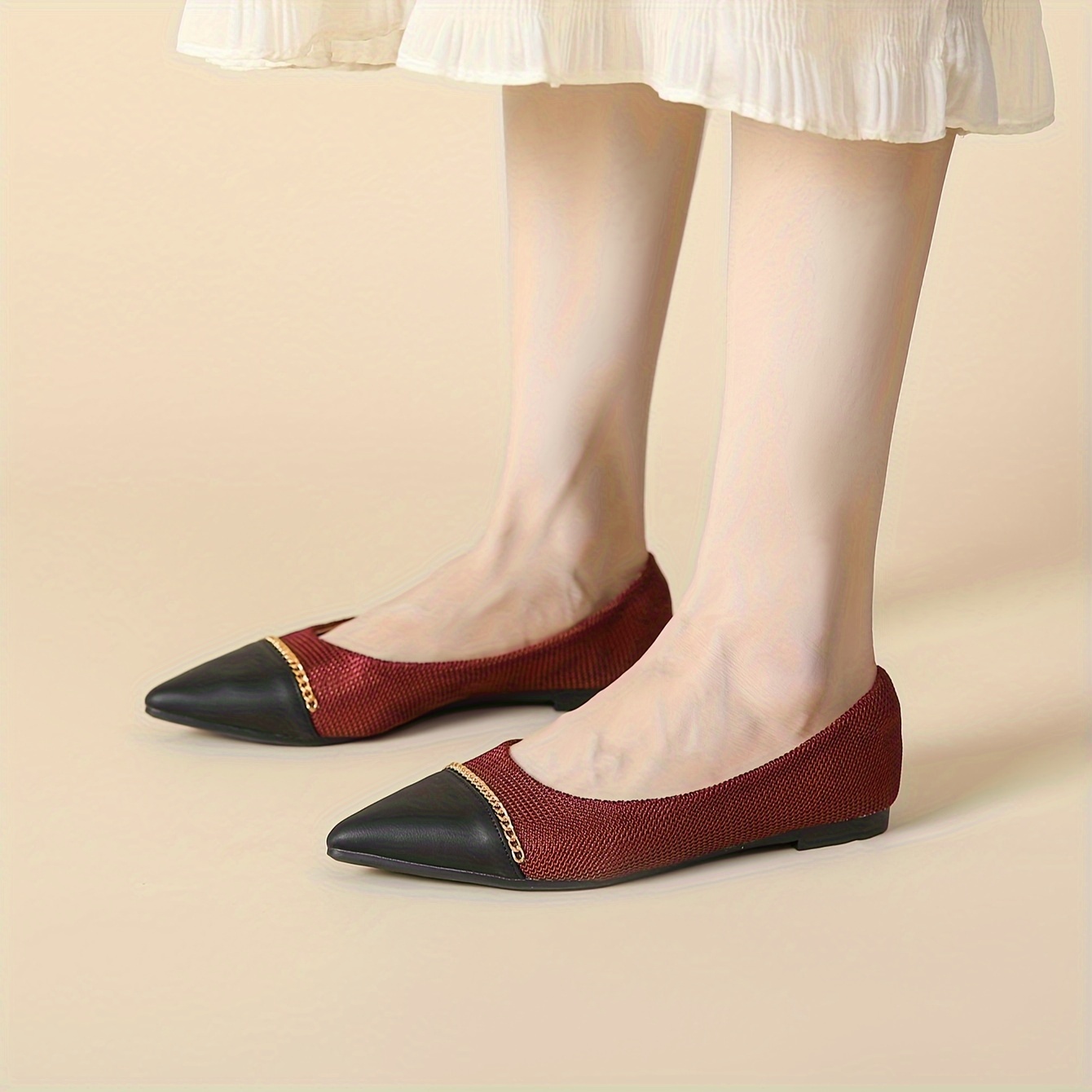Zapatos Planos Decoración Cadena Mujer Planos Moda Color - Temu