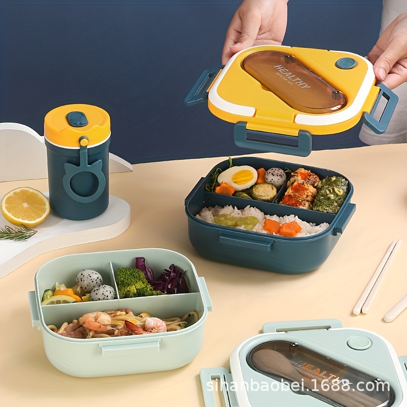 1pc, Bento Box, Lunch Box, Double Layered Lunch Box With Spoon & Fork, High  Capacity Food Containers, Leakproof Eco-Friendly, BPA-Free And Food-Safe M