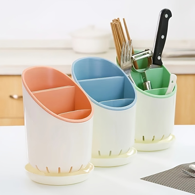 1pc Kitchen Utensil Holders Cutlery Drying Rack For Counter With