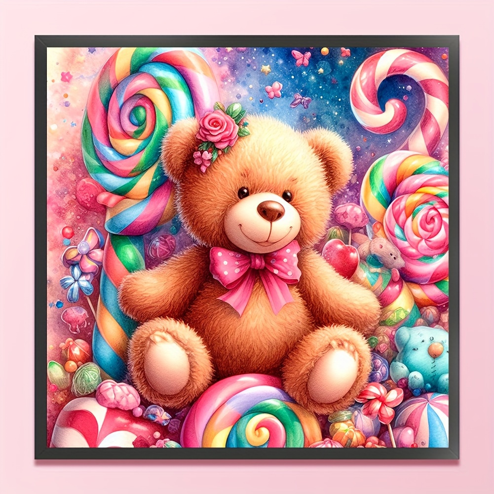 

Candy Bear Pattern 5d Diy Diamond Painting Set Round Cross Stitch Set Rhinestone Decoration Gift Diamond Embroidery Mosaic Diamond Painting, Perfect For Home Decor And Room Wall Decor