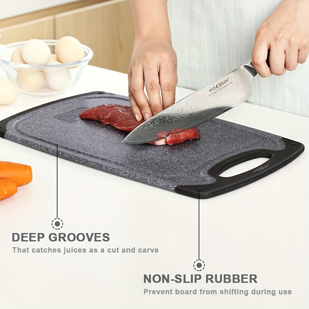 Large Cutting Board, Dishwasher Safe Chopping Boards With Juice Grooves and  Easy Grip Handle, BPA Free, 3 Pieces Plastic Cutting Board Set, Gray