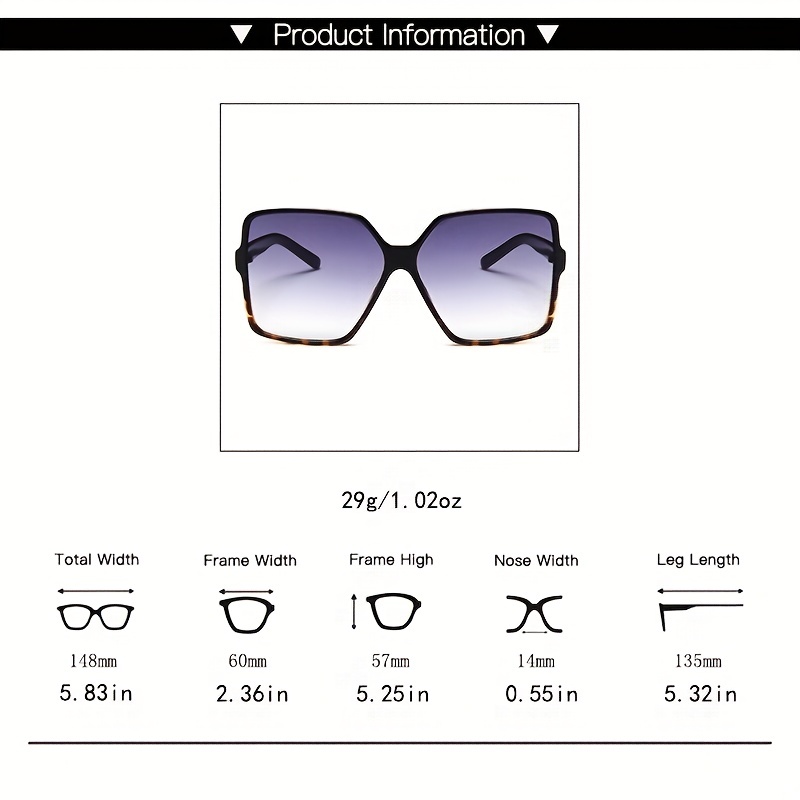 Oversized Square Sunglasses Gradient Glasses UV400