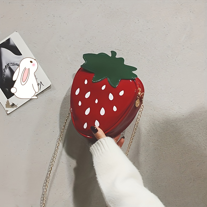 Strawberry Shape CrossBody Purse Bag,Cellphone Shoulder Bags Card Holder  Wallet PU Phone Shoulder Wallet for Women Girl (Red)