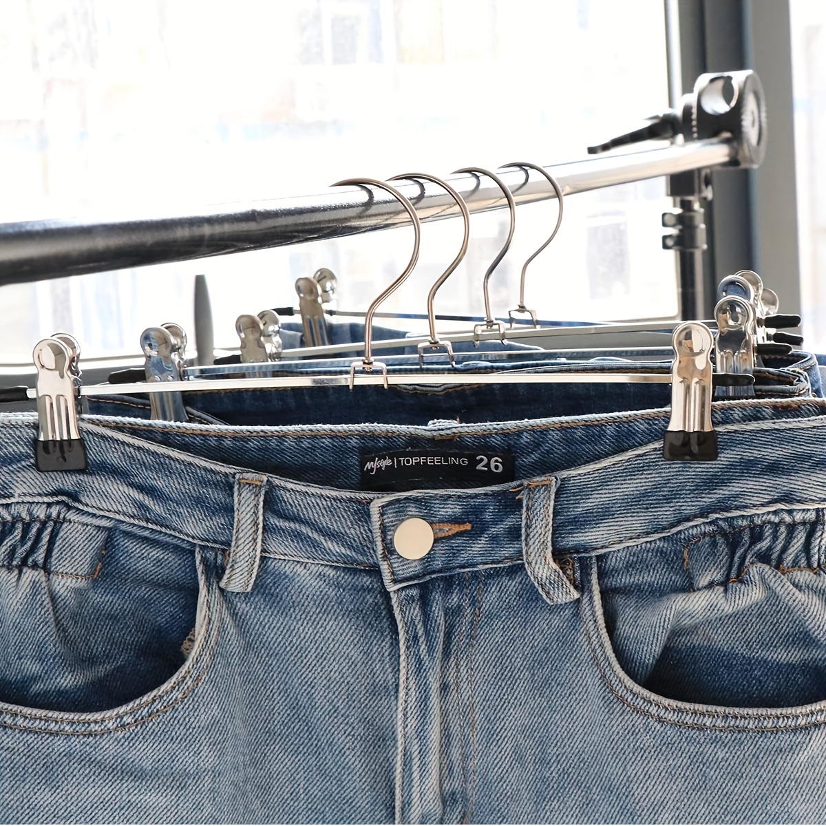 Organizador de leggings para armario, perchas para pantalones con clips con  capacidad para 20 leggings, jeans, sombreros, pantalones cortos