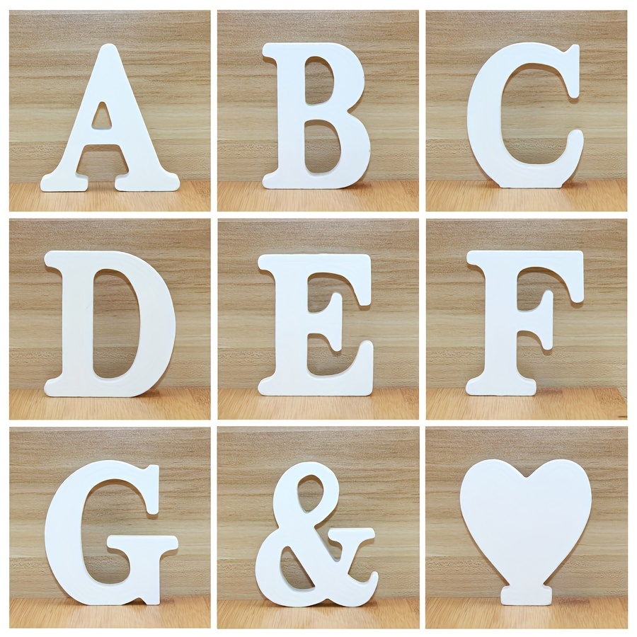 5.9 White Wall Wood Letters Free Standing Wooden Alphabet for Home Sign Unfinished Art Craft Work DIY Words Block