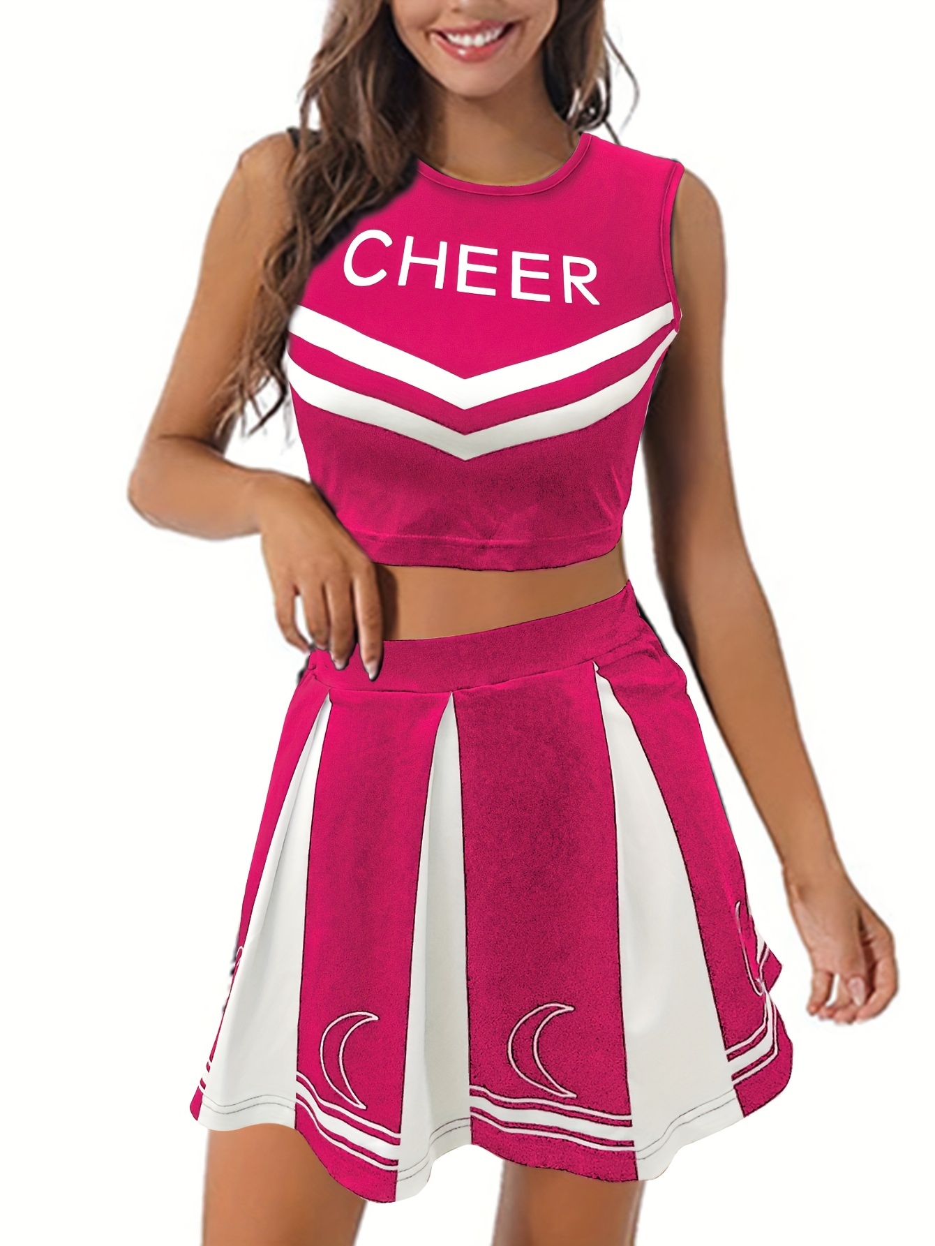 Cheerleading Performance Dress Set Stripe Letter Print Tank - Temu