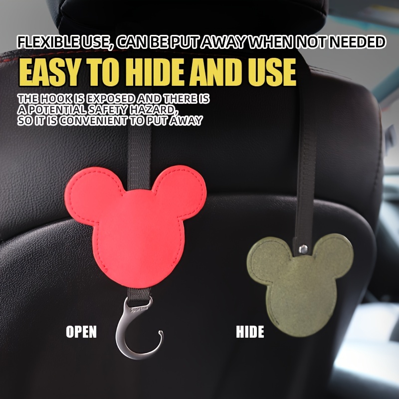 Car Seat Hook, Suede Leather Cartoon Hook Cute Classic Car Hook Hanger Car  Accessories - Temu