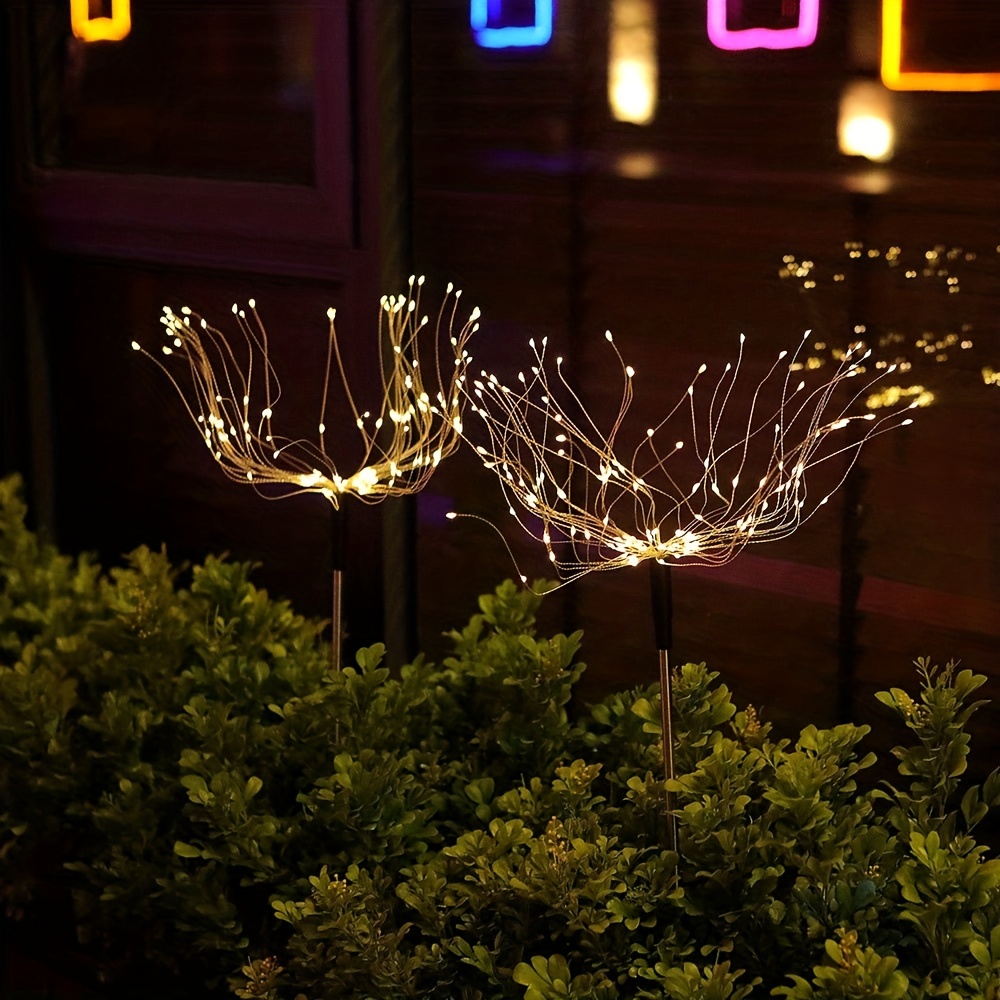ソーラーガーデンライト 6個パック 花火ライト ソーラーライト 装飾用 8つの照明モード リモコン付き 120 LED きらめく防水 風景 屋外 - 2