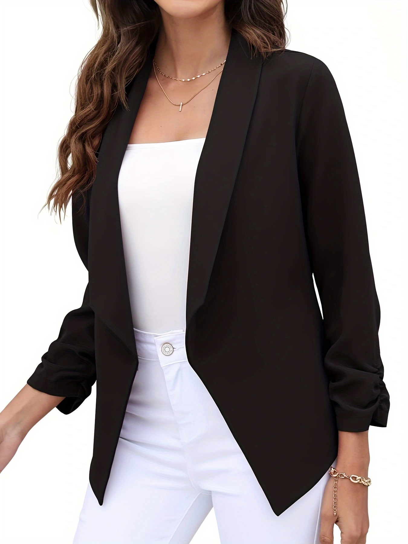 Women's Casual Plus Size Long Sleeve Open Front - Temu