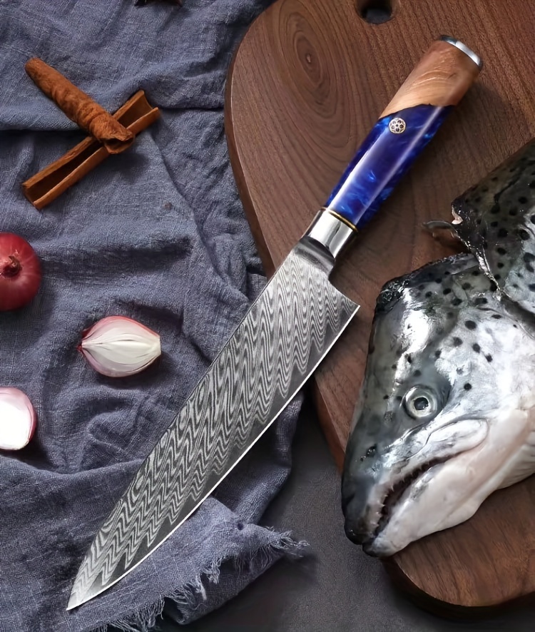 1pc, Kitchen Knife Japanese Damascus Santoku Knife Kitchen Fish Knife  Cutting Sushi Sashimi Chef Knife Fruit Knife Kitchen Stuff Clearance  Kitchen Acc
