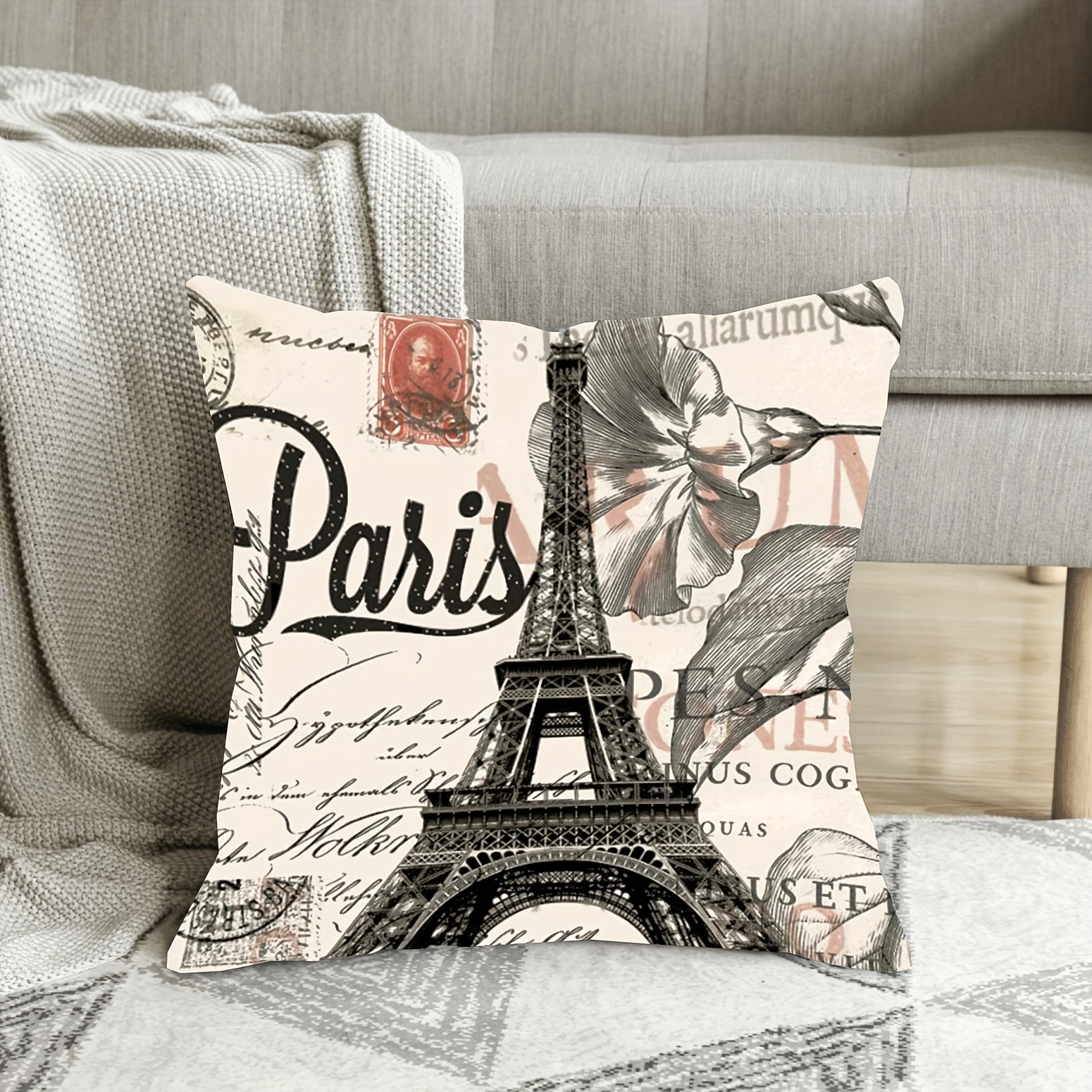 

1pc, Paris Eiffel Tower Square Pillowcase Decorative Cushion Sofa Pillow, Square Cushion Cover (18 ''x18' '), Home Decoration, (cushion Not Included)