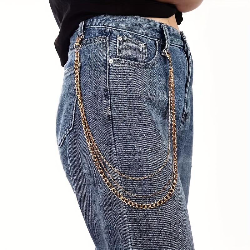 1pc Layered Pants, Trousers Chains Wallet Chain Golden Silvery Simple Jeans Chains Punk Chain Hip Hop Rock Chains Belt Accessories for Women Men