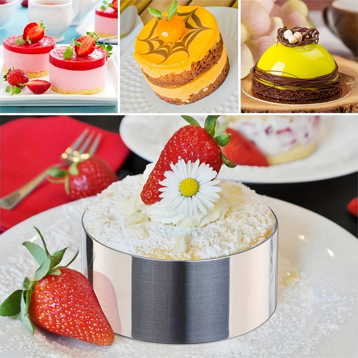 Cake Ring Molds Stainless Steel Dessert Mousse Molds With - Temu United  Arab Emirates