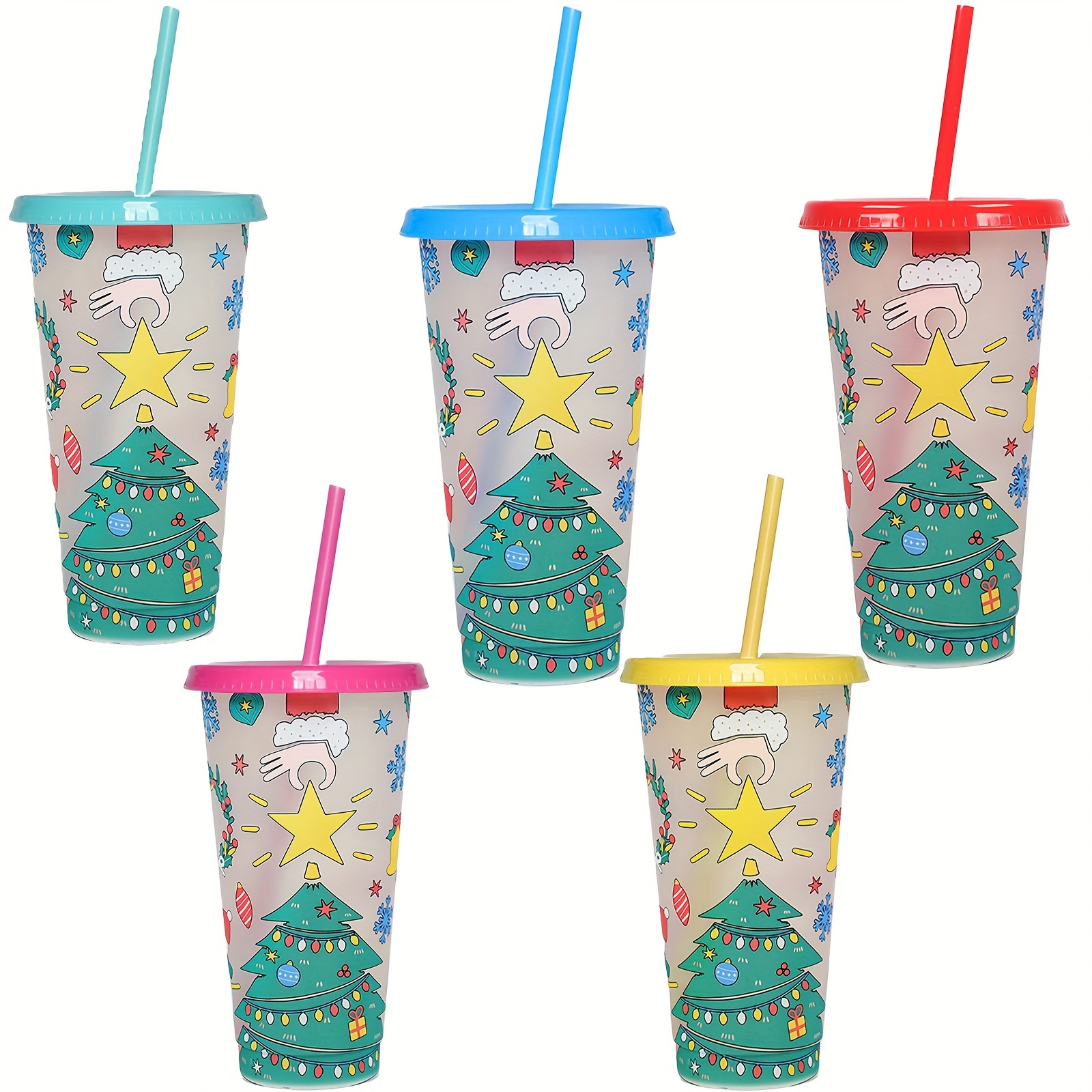 Christmas Color Changing Tumbler With Lid And Straw Plastic - Temu