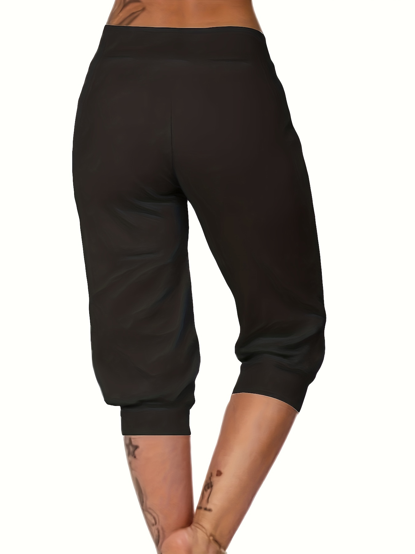 Capri Pants for Women Comfy Drawstring Elastic Waist Sweatpants Capris  Pants Loose Yoga Cropped Joggers with Pockets