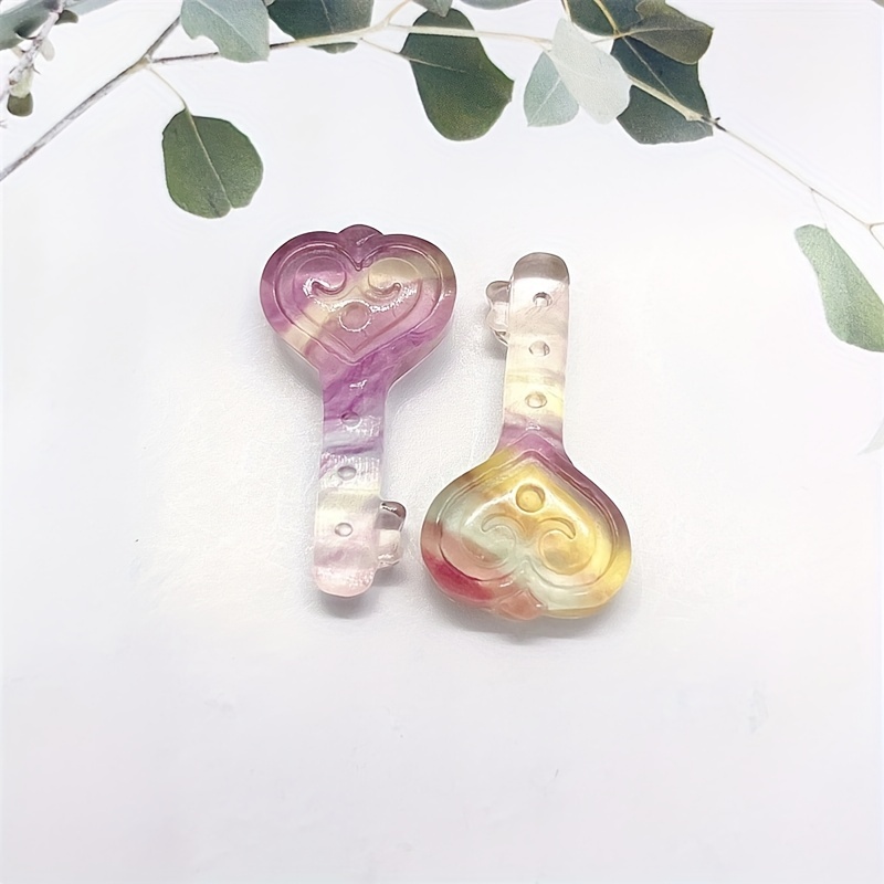 Rainbow Fluorite Crafts Key Carving for Home Decoration
