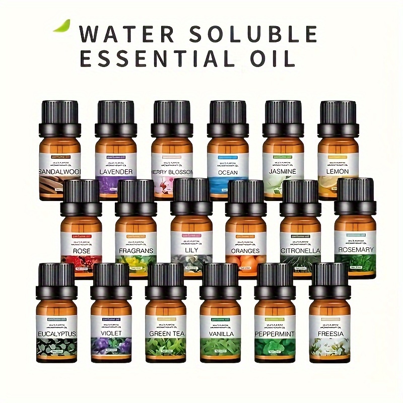 16 Types Of Essential Oils, Essential Oil 10ml, For Diffuser, Humidifier, Candle, Hair Conditioner - Rose/Sea/Cherry/Dong Yi Grass/lily/sandalwood/Sweet Orange/Osmanthus Green Tea/Mint Tea (0.34 Oz)