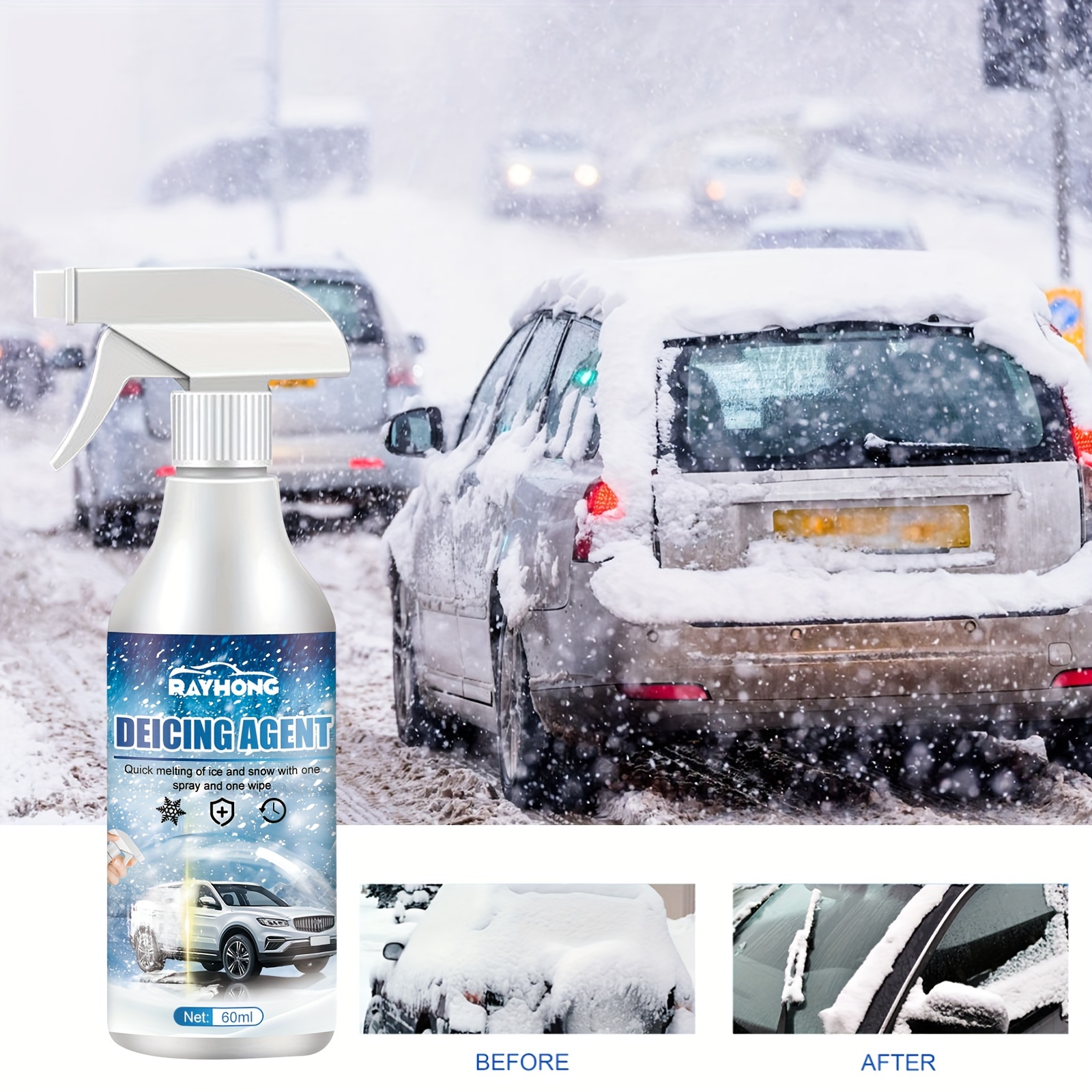 1pc, Ice Melt And Snow Removal, Winter Car Glass Quick Ice Melt And Snow  Removal, Front Windshield Window Snow Protection