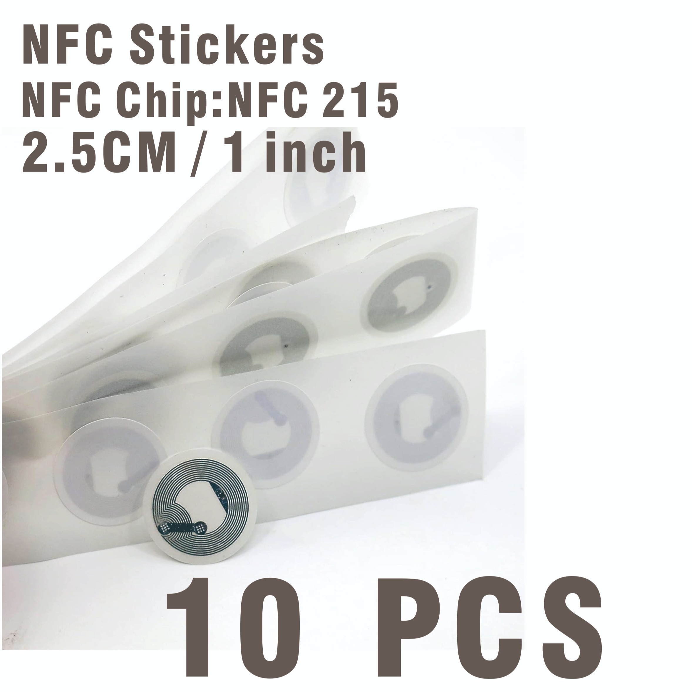 10pcs NFC Stickers Black NFC Tags NTAG215 NFC Sticker Tags 25MM Black NFC  Stickers 504 Bytes Memory Programmable NFC Tags Compatible with Android iOS