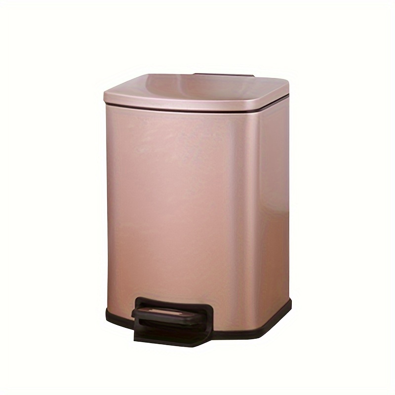 Cubo de basura rectangular de acero inoxidable de 13 galones/50L para  cocina, contenedor de basura de metal con tapa, mango interior extraíble  para el