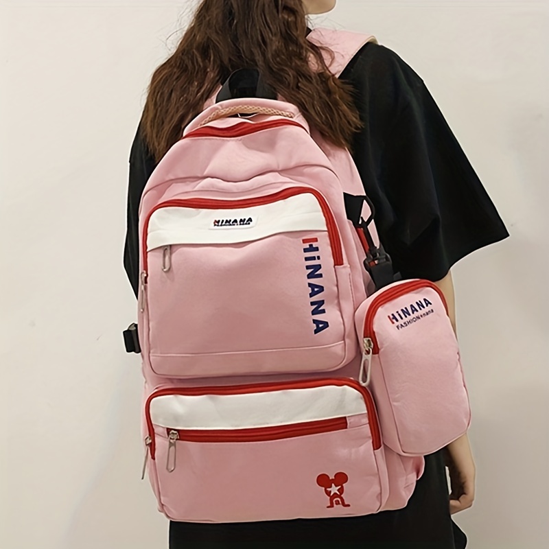 Mochila Moderna Estampado Letras Bolsillo Cordón Gran - Temu Mexico