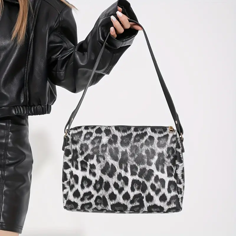 Trendy Leopard Print Tote Bag Set Large Capacity Shoulder - Temu