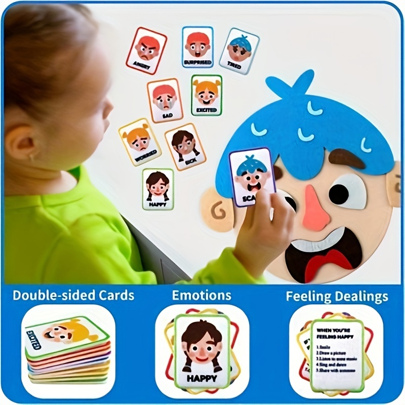 Jeux sociaux et émotionnels pour enfants et tout-petits – Faites des  grimaces pour décrire les sentiments et les émotions – 9 cartes d'émotions  –