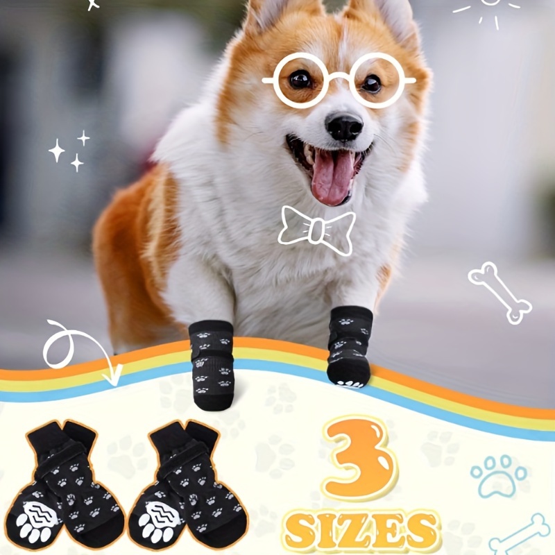 2 Pairs Of Anti Slip Dog Socks With Adjustable Straps Dog Paw Protector  Socks With Strong Sole Grips Traction Aid To Keep Small Medium Dogs From  Slipping On Indoor Hardwood Floors 