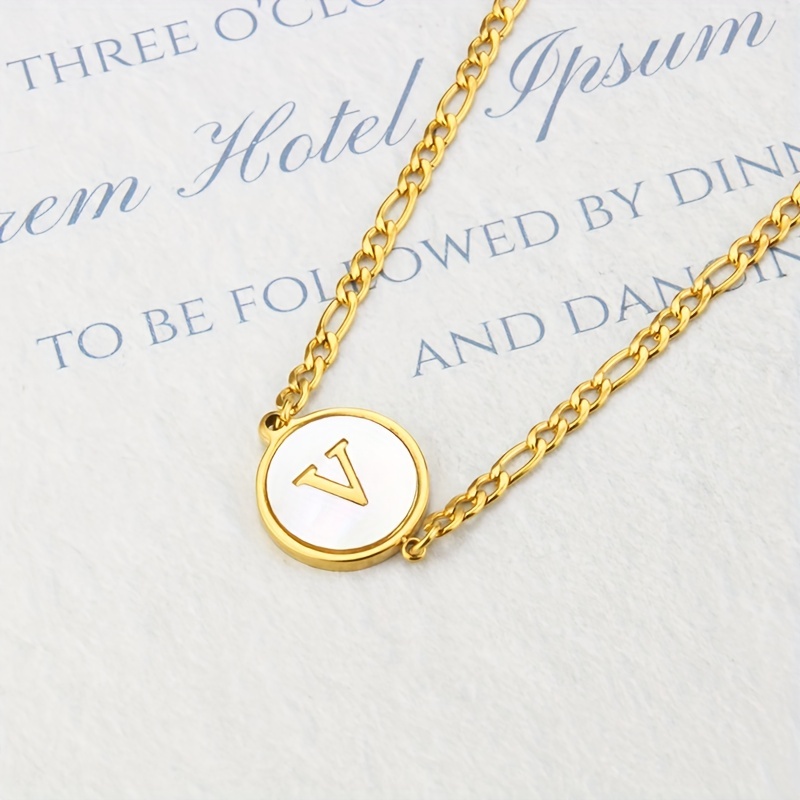 Letter V Round - Pendant - Golden Hand Jewellery