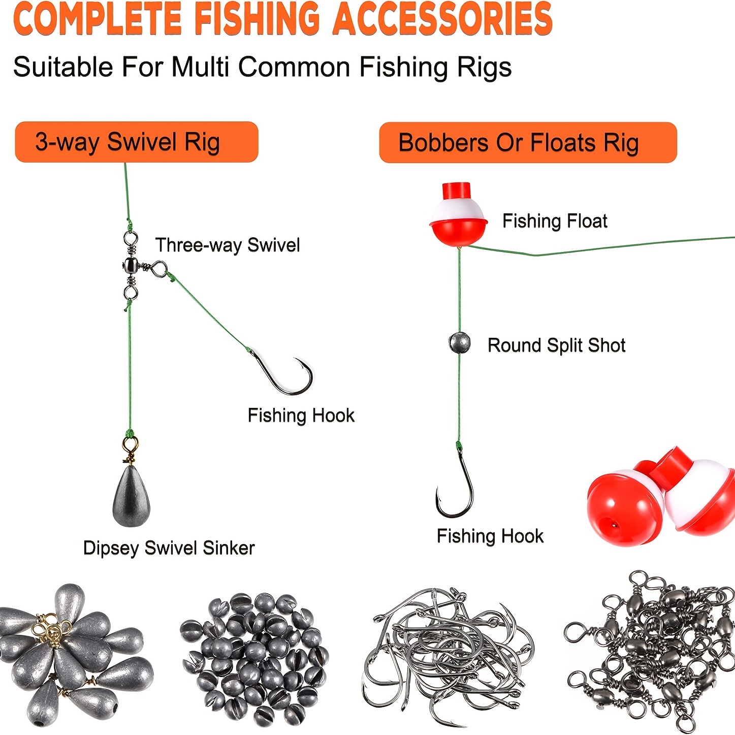 263* Fishing Accessories Kit Lures Jig Hooks Sinker Weights Set