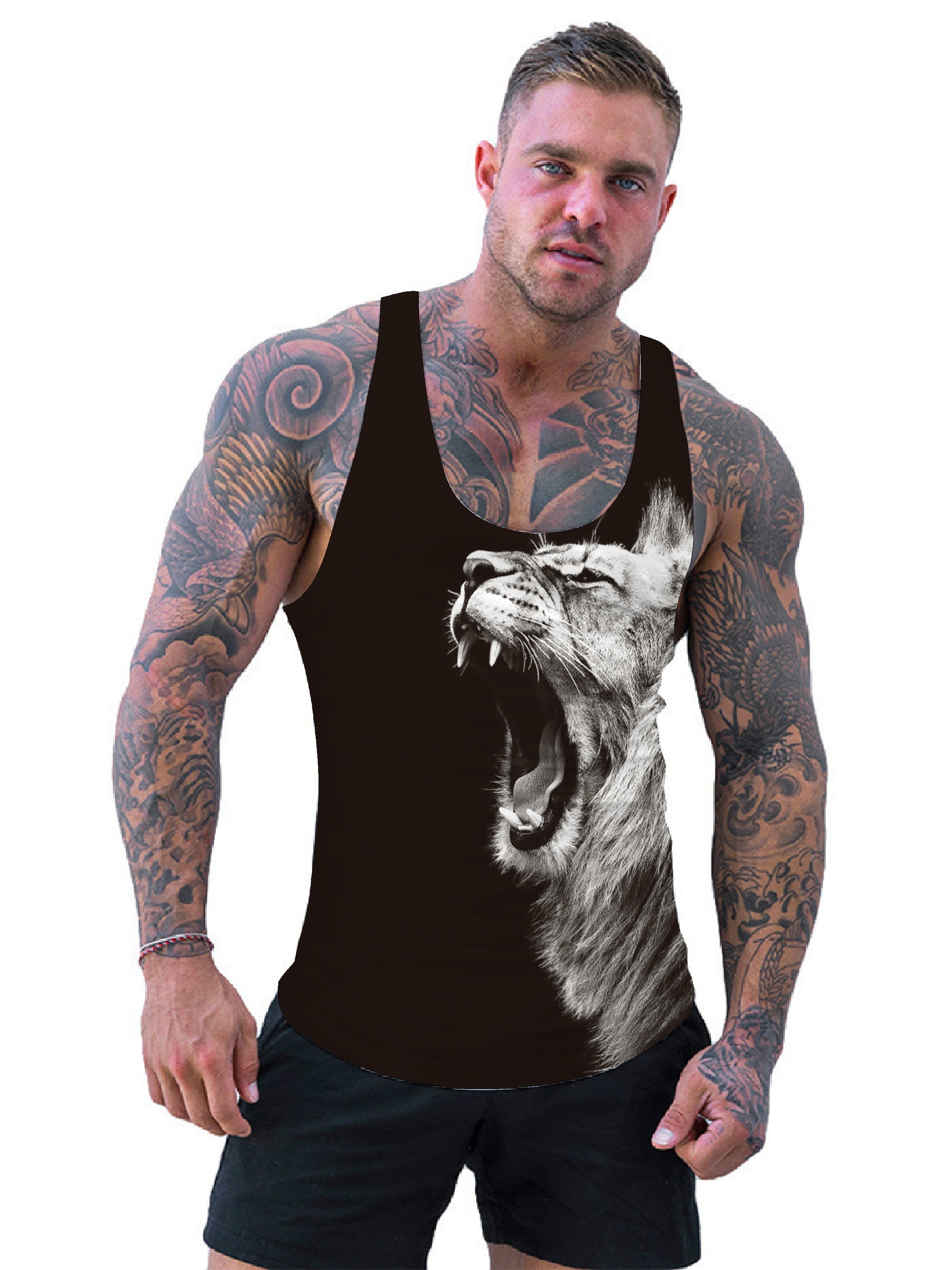 Camiseta Tirantes Estampado Gráfico gym Fitness Hombre - Temu Chile