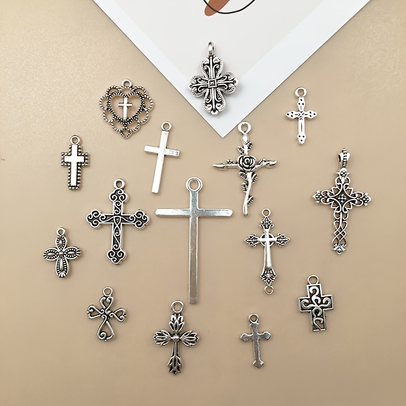 1 Box Zinc Alloy Cross Charms Jewelry Rosary Crucifix Cross Pendant for DIY  Religion Bracelet Necklace Jewelry Making Findings