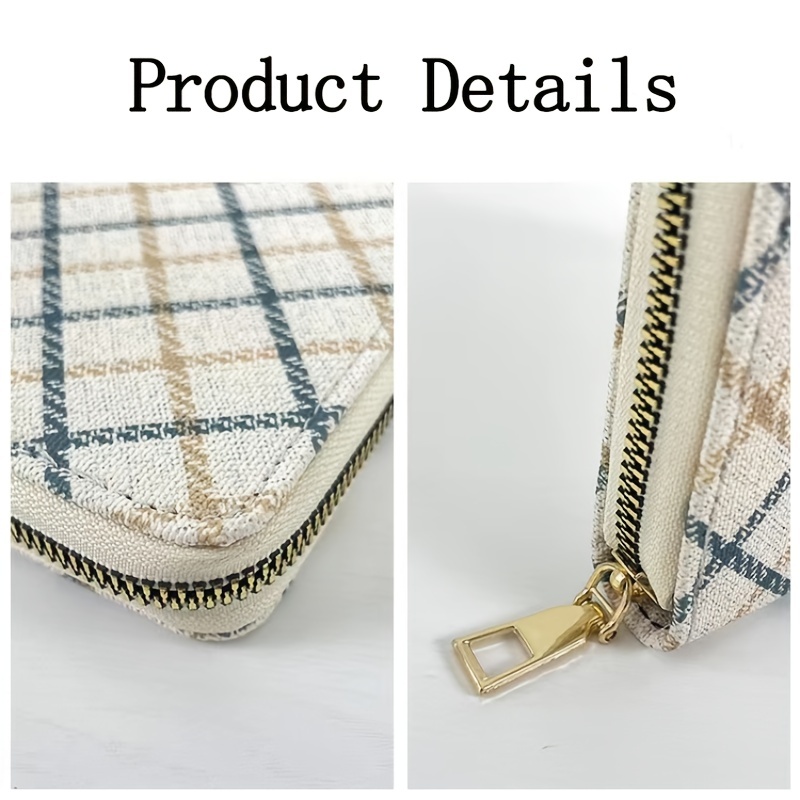 Leather Wallet Brand Plaid, Brand Plaid Long Wallet, Clutch Bags