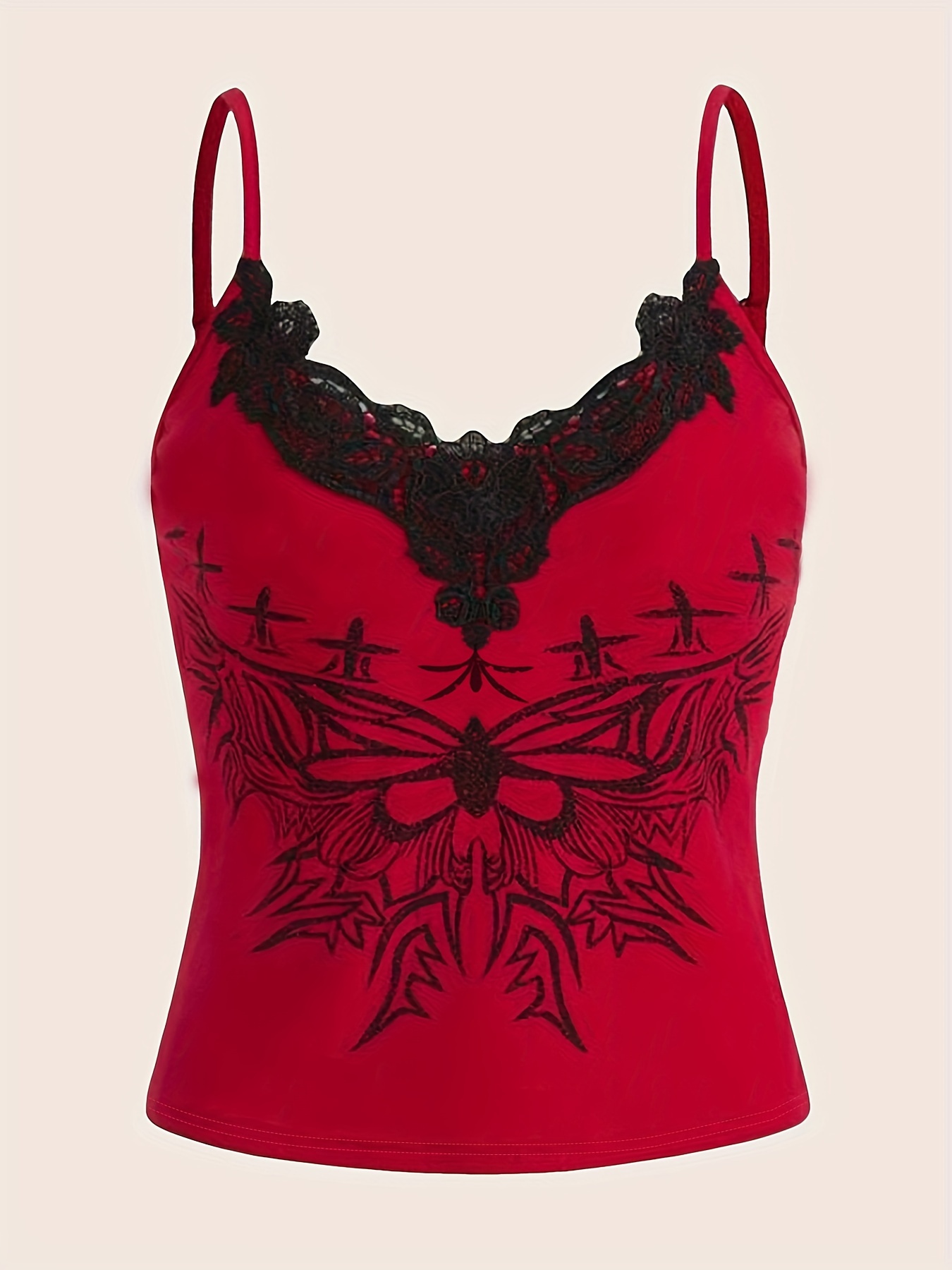 Butterfly Embroidered Cami Top Sexy V Neck Summer Sleeveless - Temu