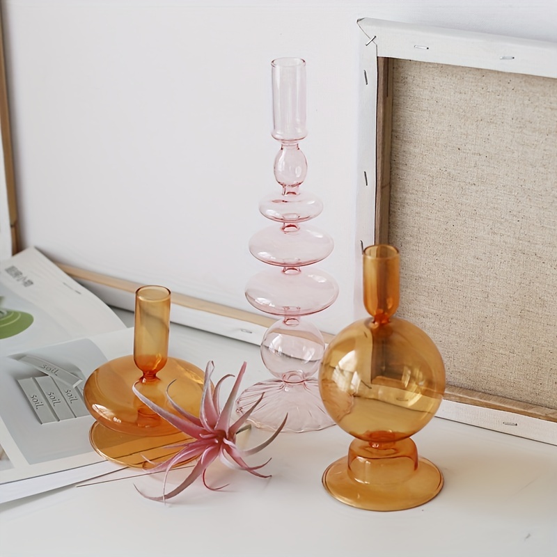 Glass Candle Holder Vase Handicraft Living Room Homestay - Temu