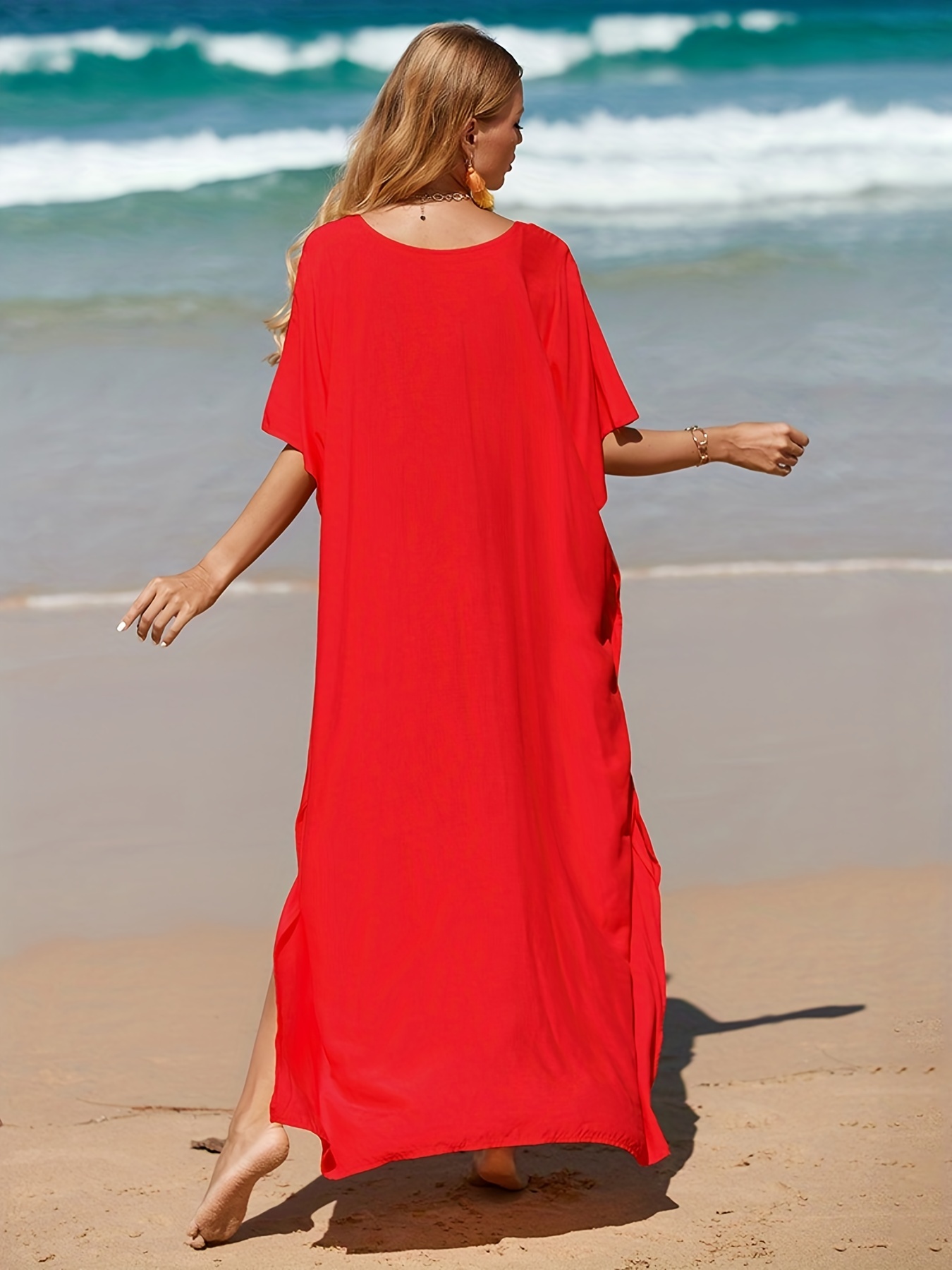 Red beach cover up dress online