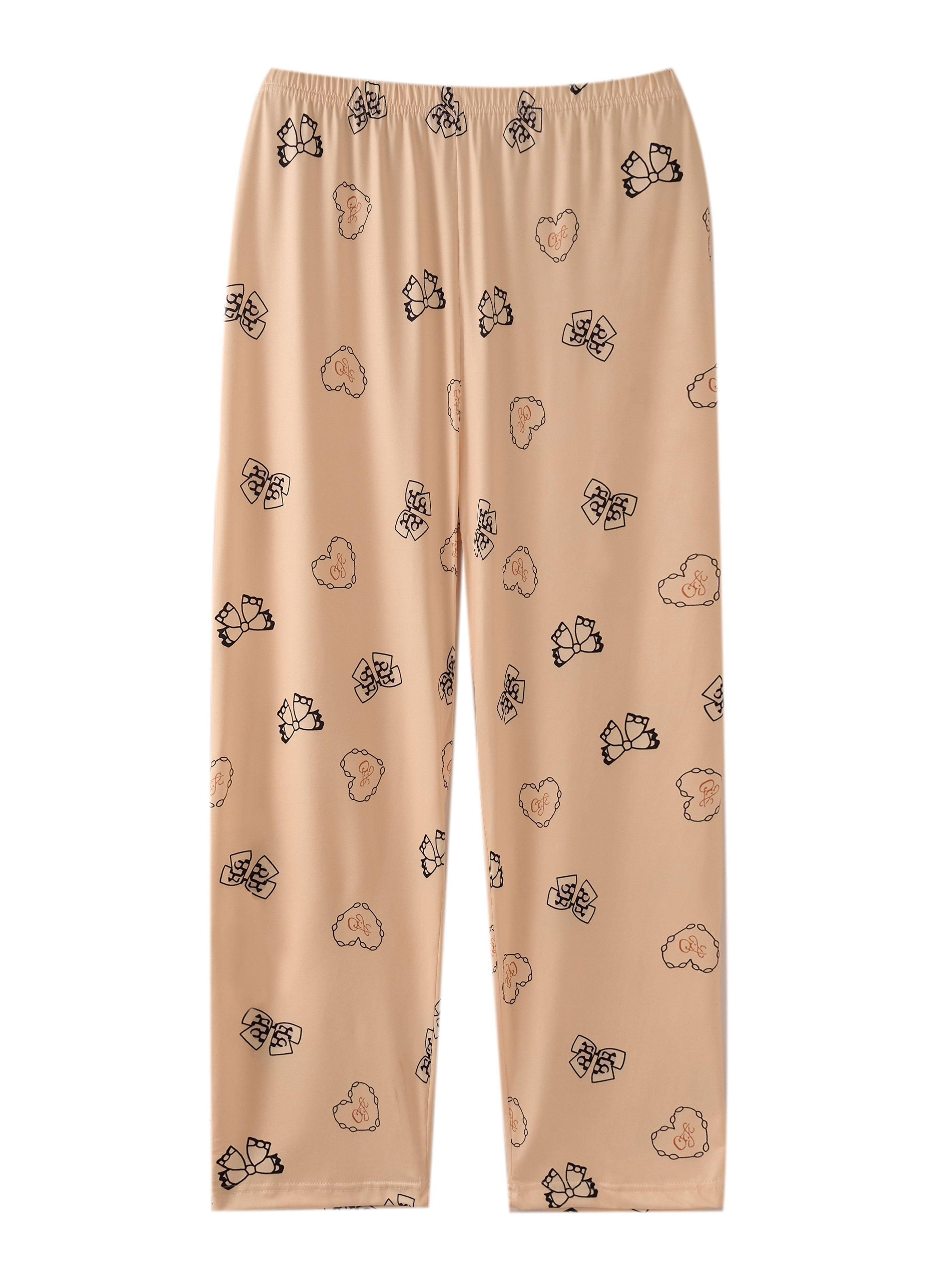 Plus Size Cute Pajama Bottoms Women's Plus Bow Knot Heart - Temu